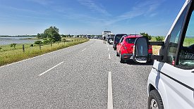 230609-06v Glückstadt - am Fährhafen, warten auf die Fähre nach Wischhafen