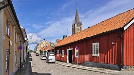 230830-41v Mariestad Hamn - Stadtbummel mit Blick zum Dom