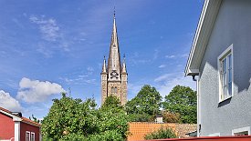 230830-43v Mariestad Hamn - Stadtbummel mit Blick zum Dom